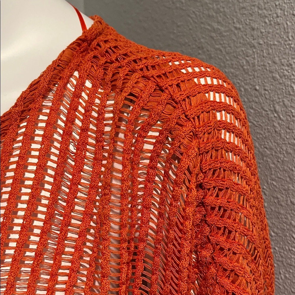 Orange Knit Mesh Top made by Slim factor size medium great fit, flattering